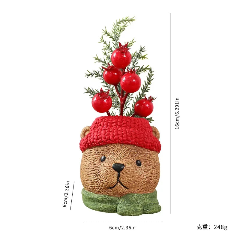 Santa Claus Figurine Christmas Decor Snowman Ornament for Home Table Centerpiece Mantelpiece Shelf Winter Holiday Decoration Oasis Select 3D bear