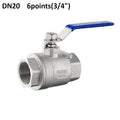 304 stainless steel internal thread two-piece ball valve 1/4 3/8 1/2 "3/4" 1 "2" BSP water gas oil switch adapter Oasis Select DN20 6 points 304 Stainless steel