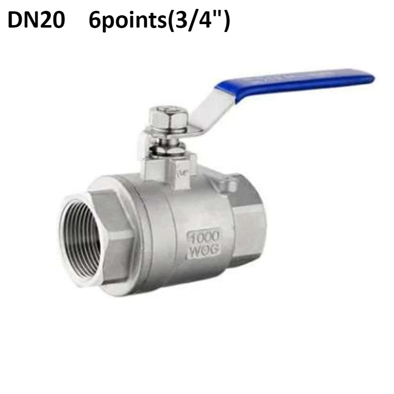 304 stainless steel internal thread two-piece ball valve 1/4 3/8 1/2 "3/4" 1 "2" BSP water gas oil switch adapter Oasis Select DN20 6 points 304 Stainless steel