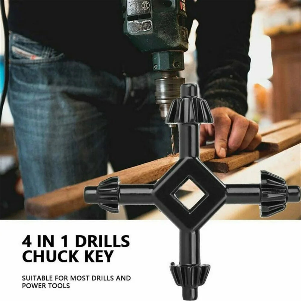 1Pcs 4 In 1 Multi-function Universal Chuck Key Drill Drilling Holder Spanner Ratchet Socket Ring Combination Grip Star Wrench Oasis Select