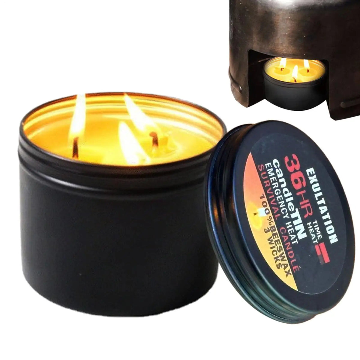 Candles for Power Outages Wax Candle with Jar 36 Hours Long Burning 3-Wick Light Source Gear for Home Preparedness and Outdoor Oasis Select