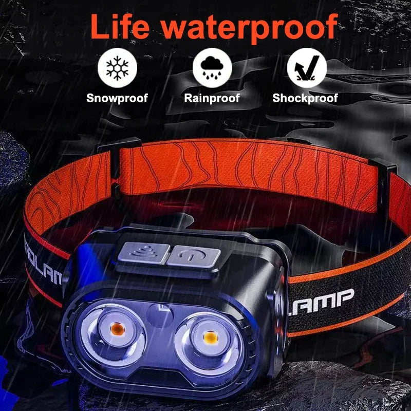 Smart Motion Sensor LED Headlamp USB Rechargeable Headlight Super Bright Waterproof Head Lamp Induction Head Flashlight Oasis Select