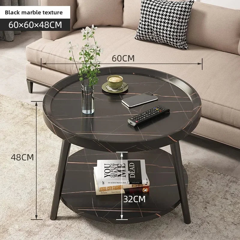Multi-functional Coffee table balcony round living room double edge few bedside small round table Oasis Select Black 60-2