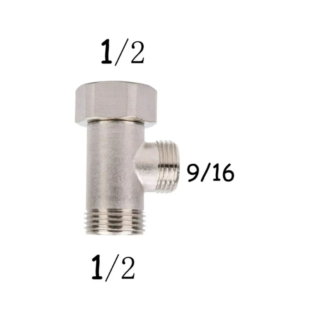 New 3 Way T Valve Adapter Connector Copper Brass 3/8 1/2 9/16 7/8 for Diverter Bath Toilet Bidet Sprayer Shower Head Water Pipes Oasis Select V3TA-21