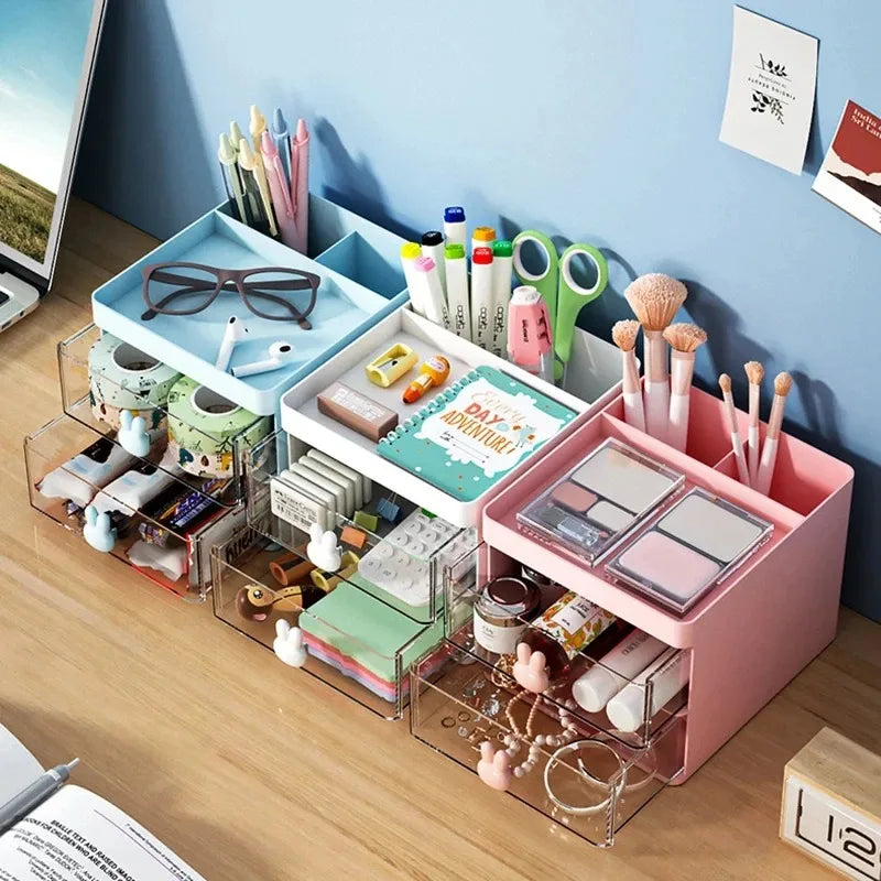 1pcs Multi-Layer Desk Organizer with Drawers Pen & Stationery Storage Box Office Desktop Makeup Organizer with Elevated Stand Oasis Select