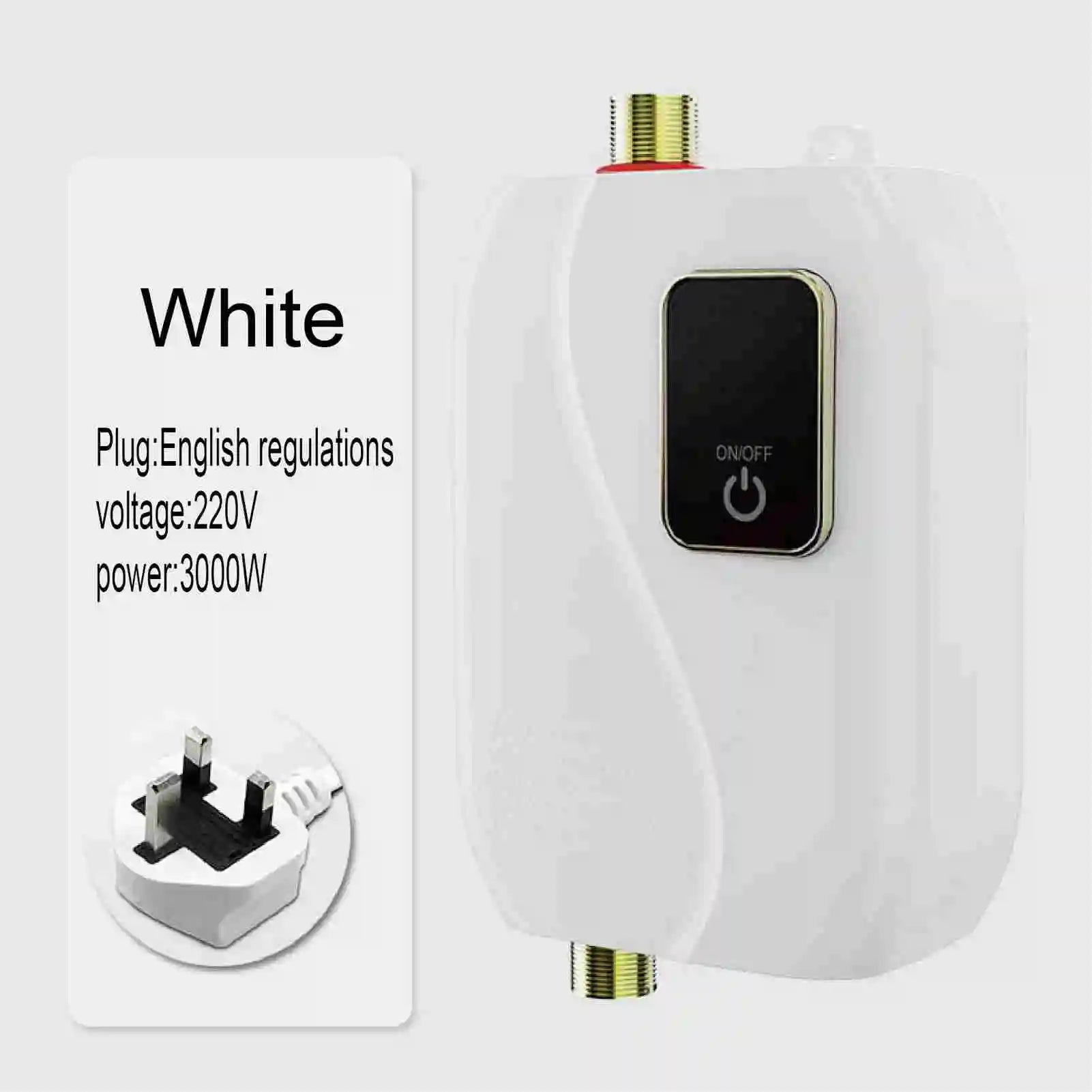 Instant Water Heater 220V 3500W Mini Electric Tankless Hot Water Heater Bathroom Kitchen Washing with LCD Display for Shower Oasis Select UK