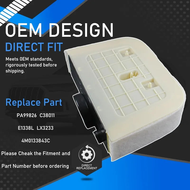 For 2016-2022 Audi Q7 L4 2.0L V6 3.0L Engine Air Filter OEM Quality Replaces PA99826 C38011 E1338L LX3233 4M0133843C Auto Parts Oasis Select