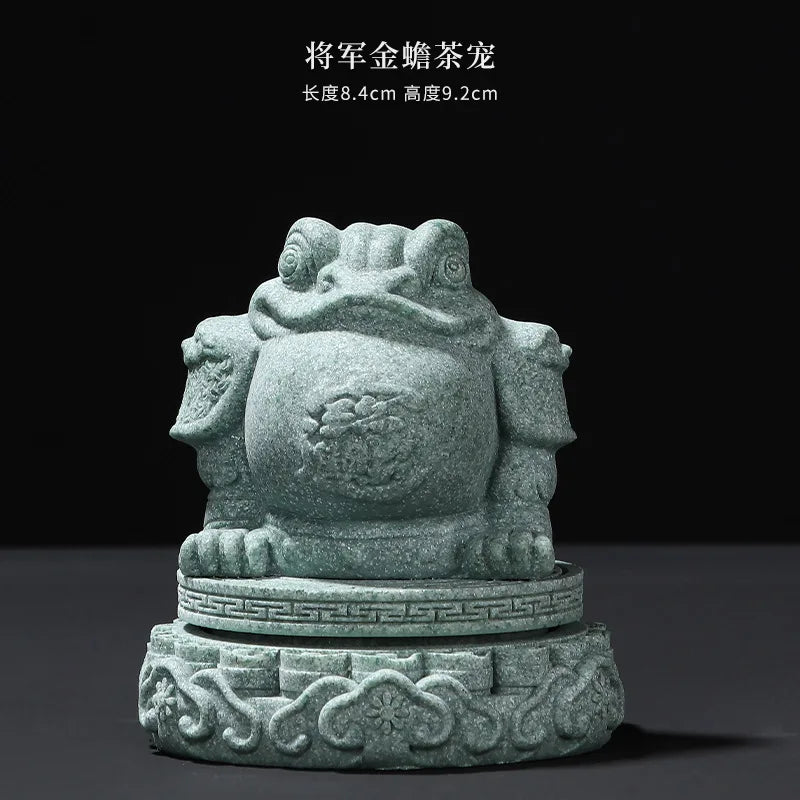 Fortune Comes Creative Pixiu Tea Pet Chinese Style Auspicious Beast Ornament Tea Set Accessory Home Decoration Display Gift Oasis Select Golden Toad Tea Pet