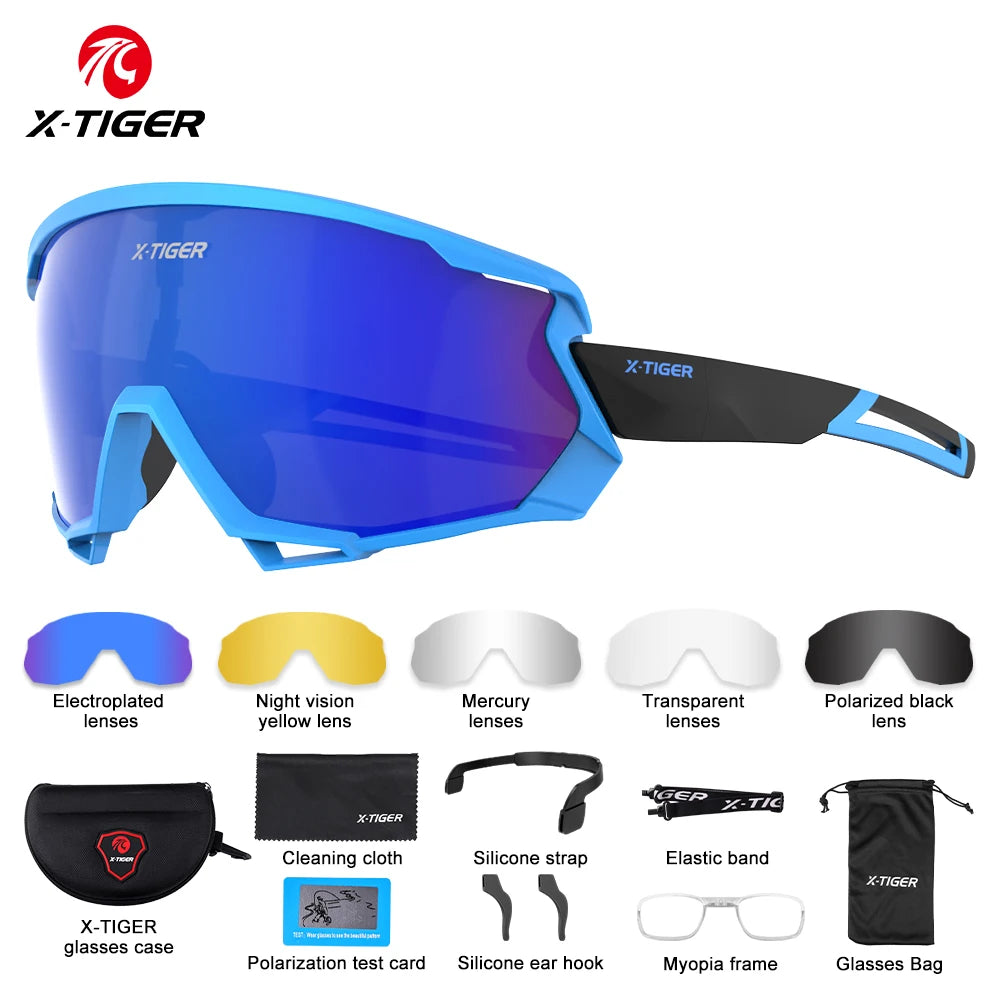 X-TIGER Bike Polarized Sports Sunglasses with 5 Interchangeable Lenses for Mens Womens Baseball Running Fishing Cycling Eyewear Oasis Select