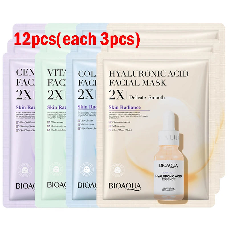 BIOAQUA Centella Collagen Sheet Mask – Hyaluronic Acid Hydrating Sheet Mask Oasis Select Each 3pcs
