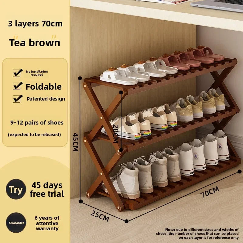 Simple shoe rack household door dormitory folding shoe rack free of installation shoe cabinet sturdy and durable Oasis Select