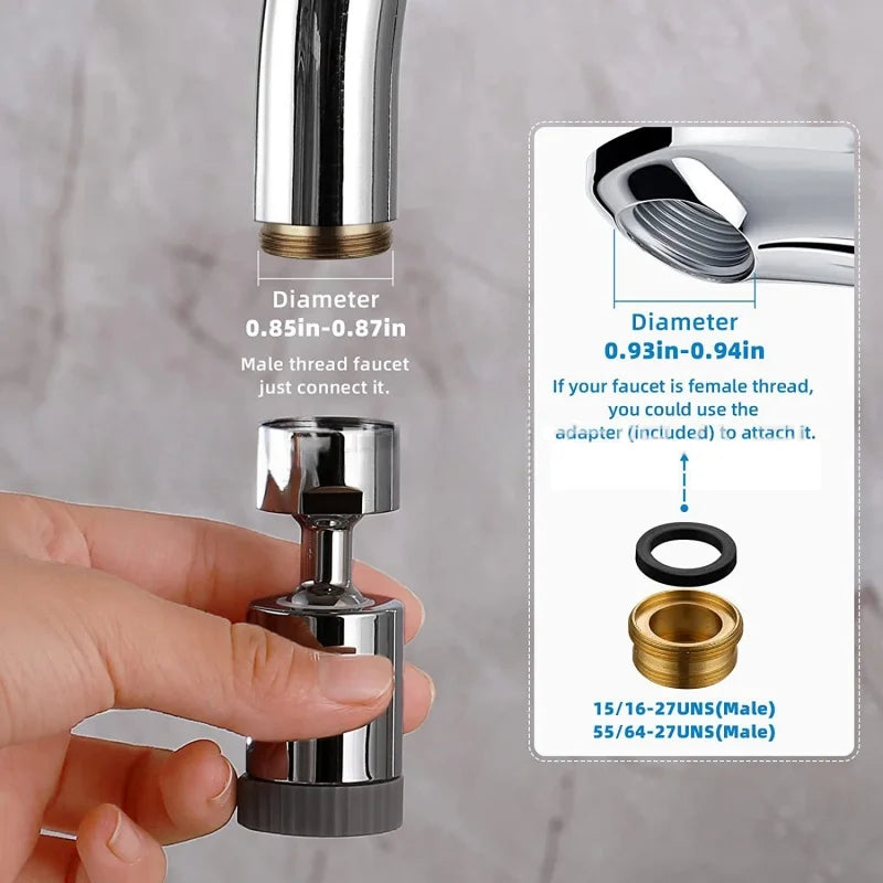 New 2 Mode Kitchen Faucet Spray Head Filter Aerator Adjustable 360° Rotary Splashback Tap Nozzle Bubbler Faucet Accessories Oasis Select