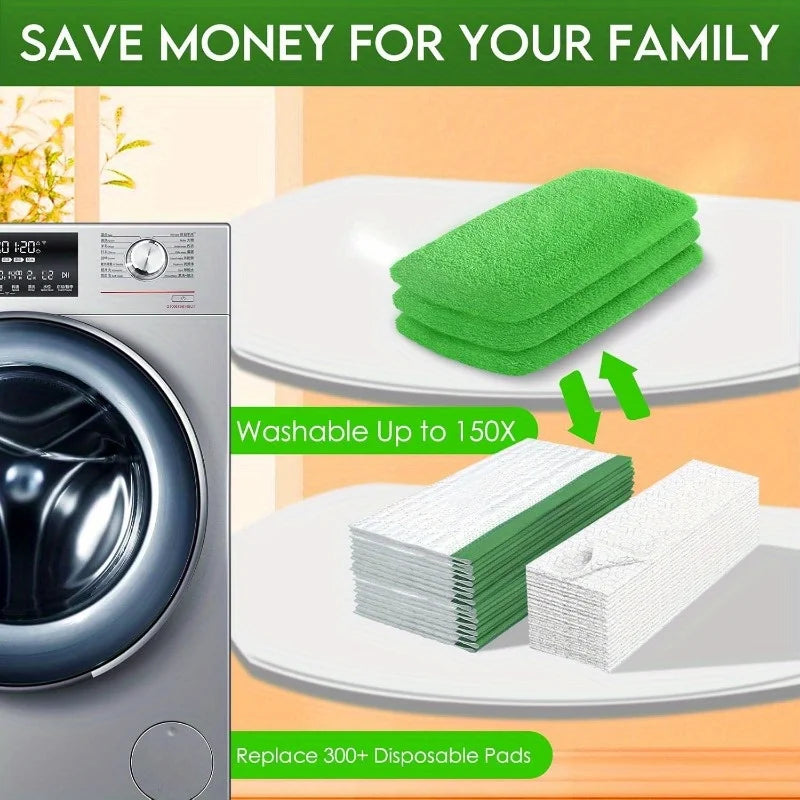 4 Reusable Mop Pads with High Water Absorption and Ultra-fine Fiber Cleaning Pads That Can Firmly Adhere To Most Standard Mops Oasis Select