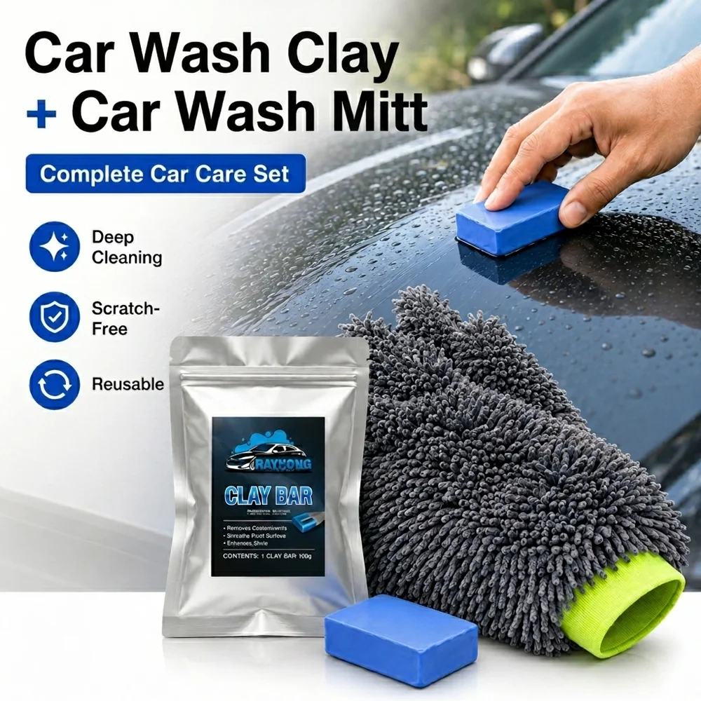 Car Wash Mitt and Magic Car Wash Clay: The perfect combination for cleaning surface dust and removing stubborn stains with ease. Oasis Select