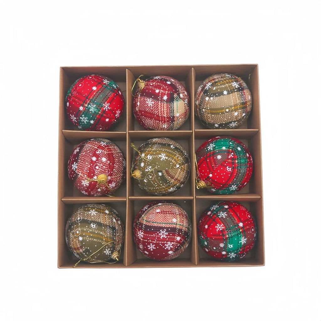 Festive Hanging Balls Plaid Christmas Ornaments Colorful Pattern Design Exquisite Craftsmanship For Christmas Tree Oasis Select
