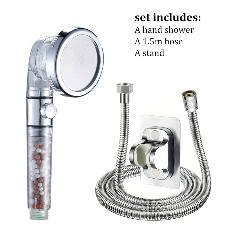 3-Mode Negative Ion Filter Handheld Shower Head | Water-Saving