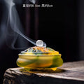 Glass Incense Burner Three-legged Glass Home Creative Incense Burner Decoration Antique Buddha Incense Burner Oasis Select Yellow