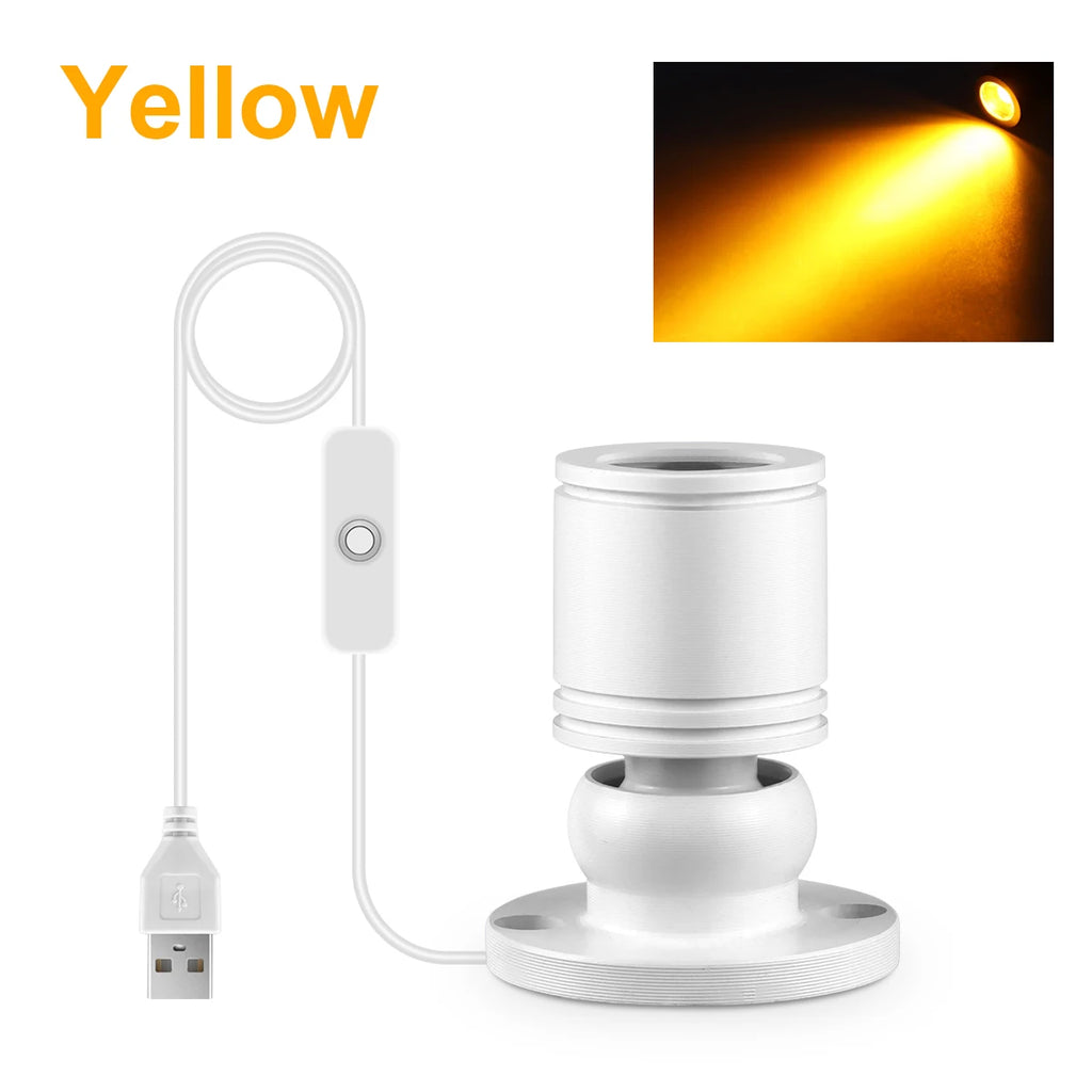 1W Led USB Spotlight With Swtich On/Off,5V USB Charging Port,Atmosphere Decor Lighting for Collectibles Anime Character Models Oasis Select White Shell Yellow