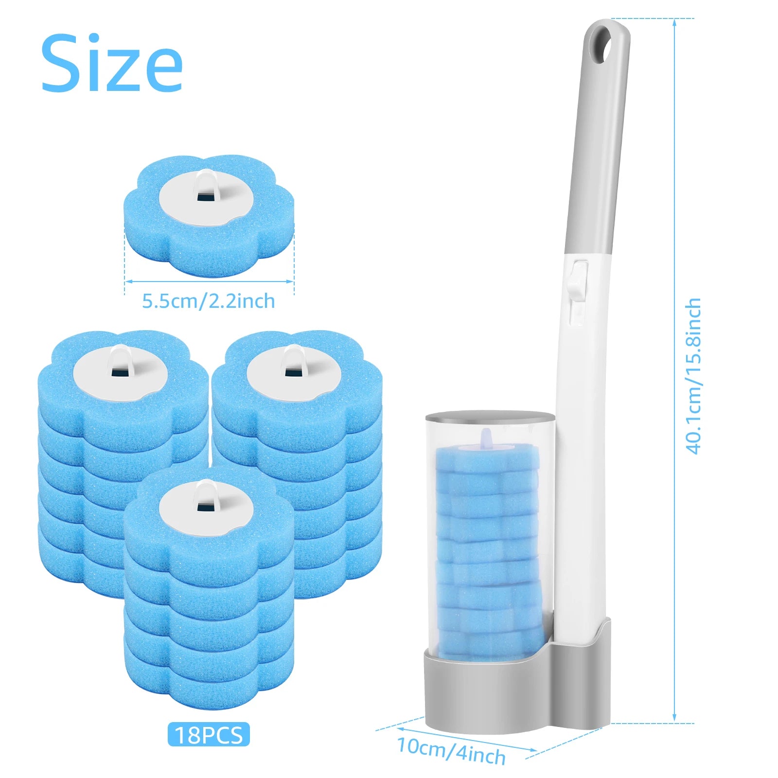 18/36Pcs Disposable Toilet Brush Wall Mounted Toilet Brush with Replacement Head Cleaning Set Home Bathroom WC Accessories Oasis Select F 1Grey 18heads