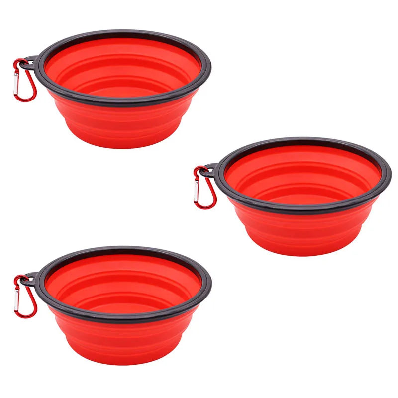 TPE dog bowl cat bowl wear-resistant and durable pet folding bowl travel outdoor drinking water feeding portable pet bowl Oasis Select red-3pcs 350ml