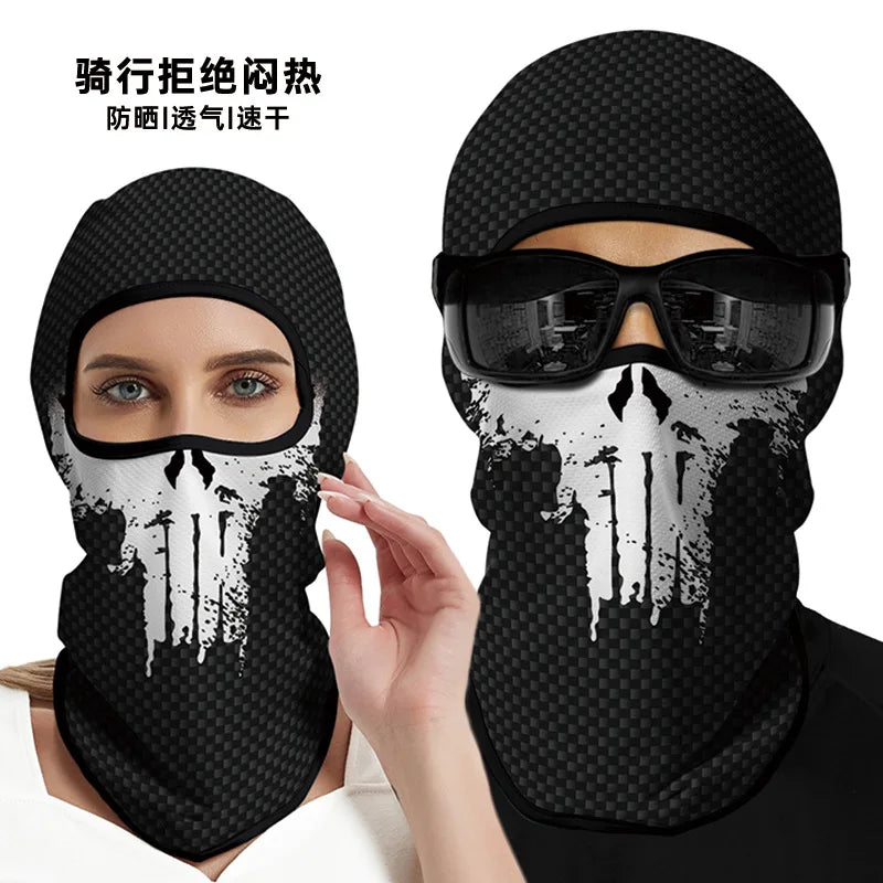 3D Funny Mask Motorcycle Face Cover Ski Mask Joker Skull Balaclava Headgear Outdoor Hiking Camping Neck Gaiter Bandana Scarf Men Oasis Select SKY BLUE