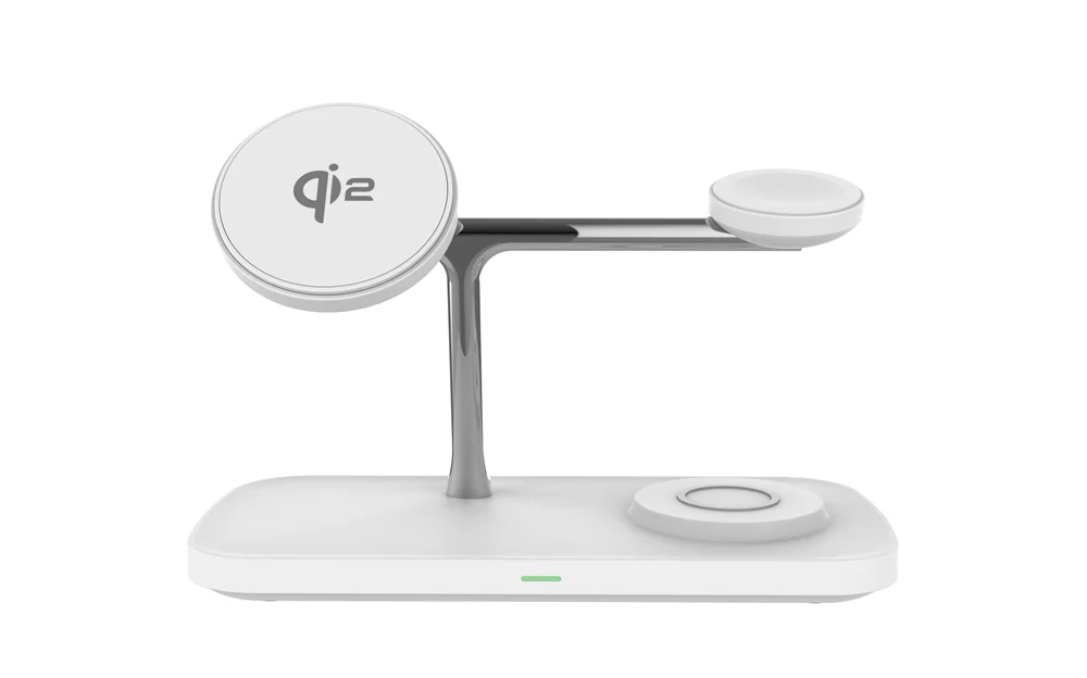 QI2 Wireless Charging Station for Apple / Samsung 3 in 1 Charger Stand Dock for iPhone 12-16 AirPods Apple Watch 10 9 8 7 6 5 Oasis Select Qi2 White