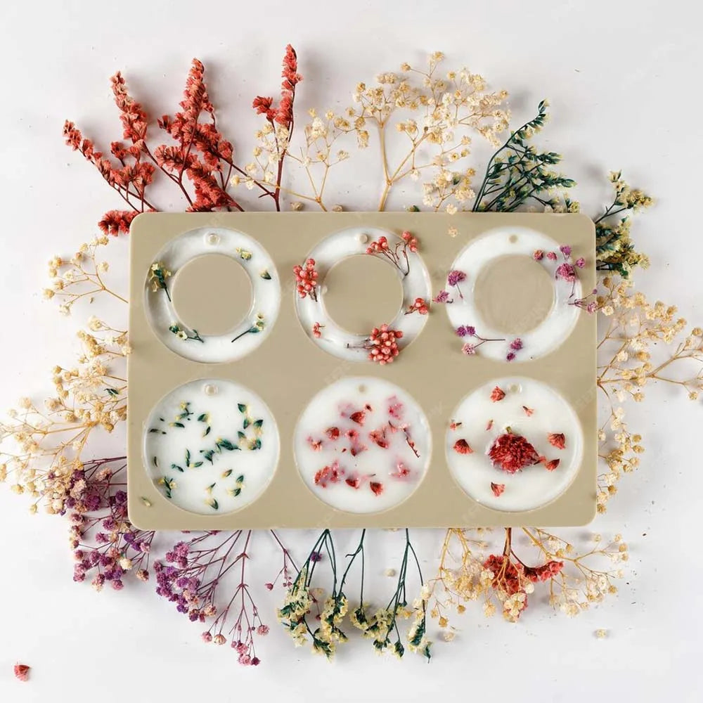 1PC DIY Silicone Clay Aromatherapy Tablets Molds Hanging Ornaments Wax Molds Flower Soap Mold Craft Accessories Soap Mold