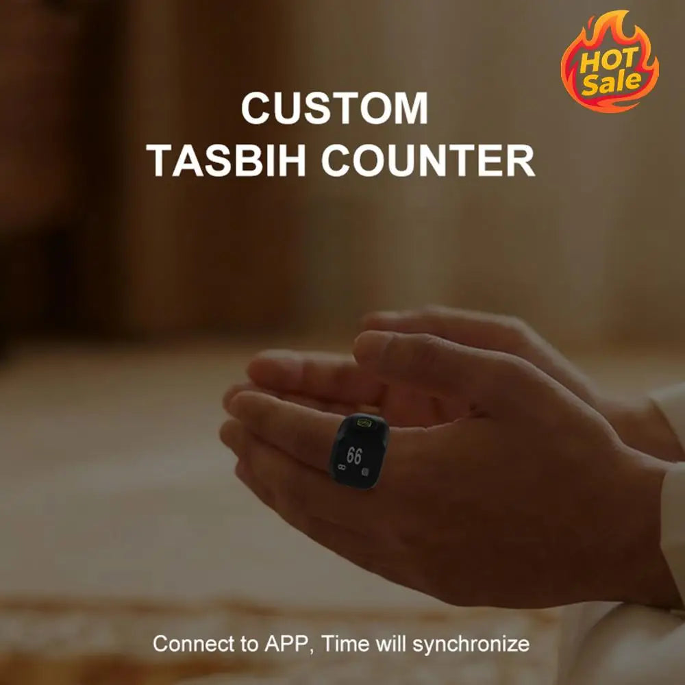 BT5.4 Smart Ring Counter Adjustable Sizes 18mm 20mm 22mm OLED Display Ring Counters Rechargeable for Vibration Prayer Reminders Oasis Select
