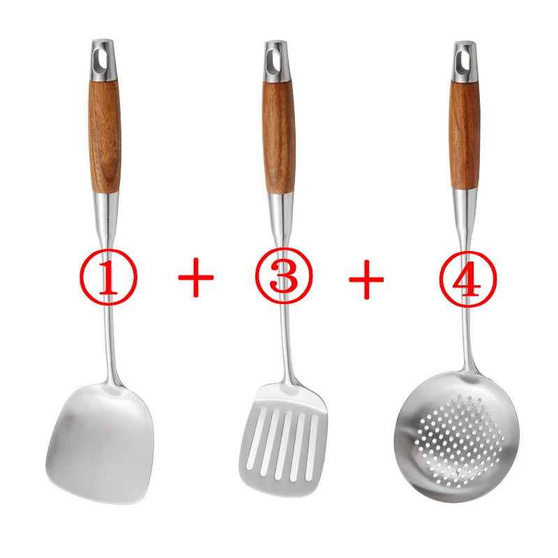 4-Piece Stainless Steel Cooking Utensil Set – Rosewood Handle Cooking Utensil Set Oasis Select 134