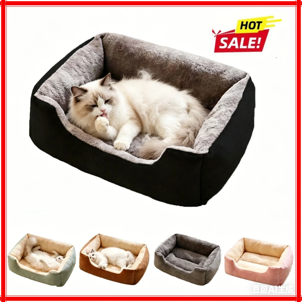 Color Square Winter Soft Warm House for Dog Bed for Dog Mat Waterproof Cat Bed Pet Bed for Large Medium Small Dog House Oasis Select