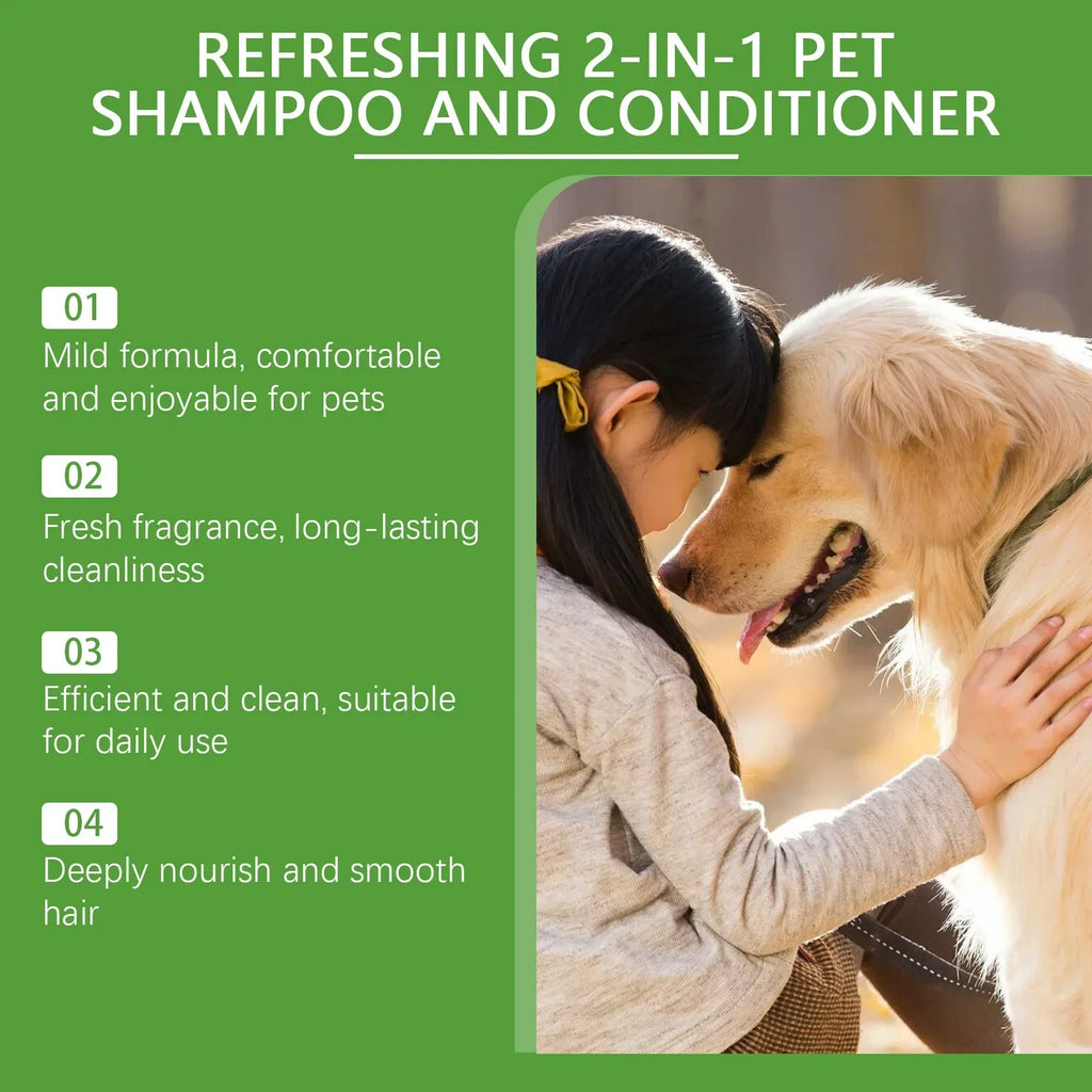 YEGBONG 2-in-1 Pet Shampoo Conditioner for Dog Moisturizing Hypoallergenic Long-Lasting Scent Coat Care Cleansing Bath Liquid Oasis Select