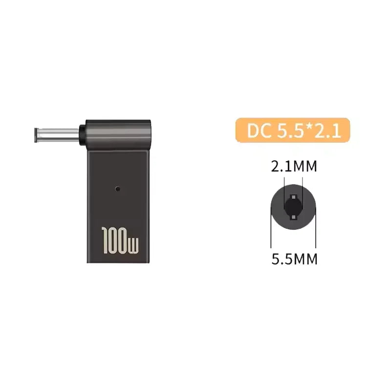 100W USB-C to DC Laptop Charger Adapter for Dell HP Asus Lenovo USB-C Laptop Adapter Oasis Select 5.5-2.1mm