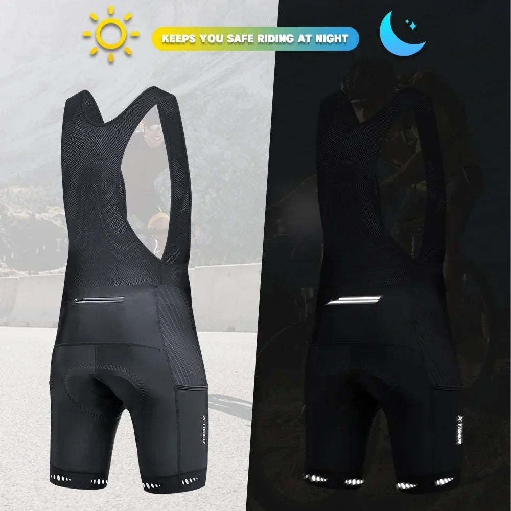 X-TIGER Men's Cycling Shorts Three Pockets 5D Padded Shockproof Breathable Quick Dry Mountain Road Bicycle Bib Pants Oasis Select