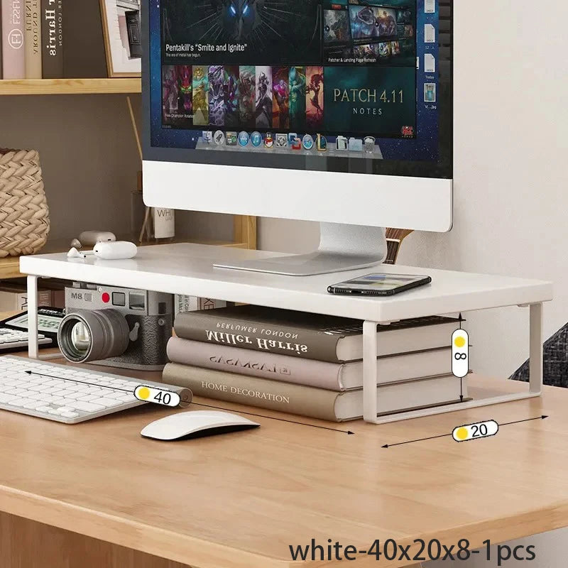 Multiple sizes desktop computer with elevated laptop display elevated dormitory desktop storage office screen base bracket Oasis Select white-A-1pcs