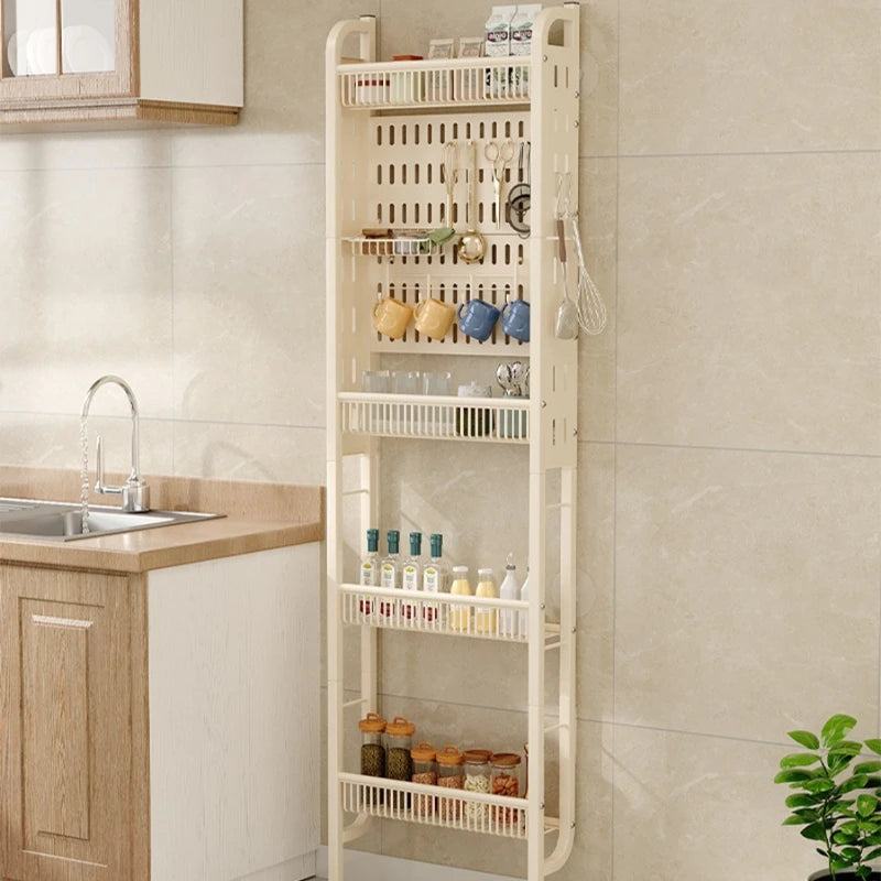 Kitchen door rear rack against the wall hole board hanger refrigerator side storage free punching bathroom crack rack Oasis Select