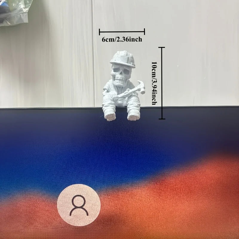 Hand Hammer Labor Worker Skull Mini Figurines 3D Printed Diligent Worker Skeleton Shelf Sitter Statue Home Desk Ornaments Decor Oasis Select