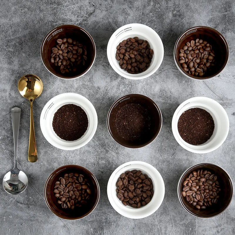200ml Coffee Cup Thickened Ceramic Measuring Bowl Heat Resistant U Cupping Cup with Spoon Espresso Measuring Cup with Scale Oasis Select