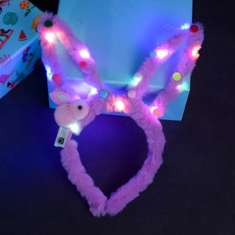 Women Girls LED Bunny Ears Hairband Easter Light Up Headbands Halloween Glow Party Supplies Wedding Festival Oasis Select purple-rabbit