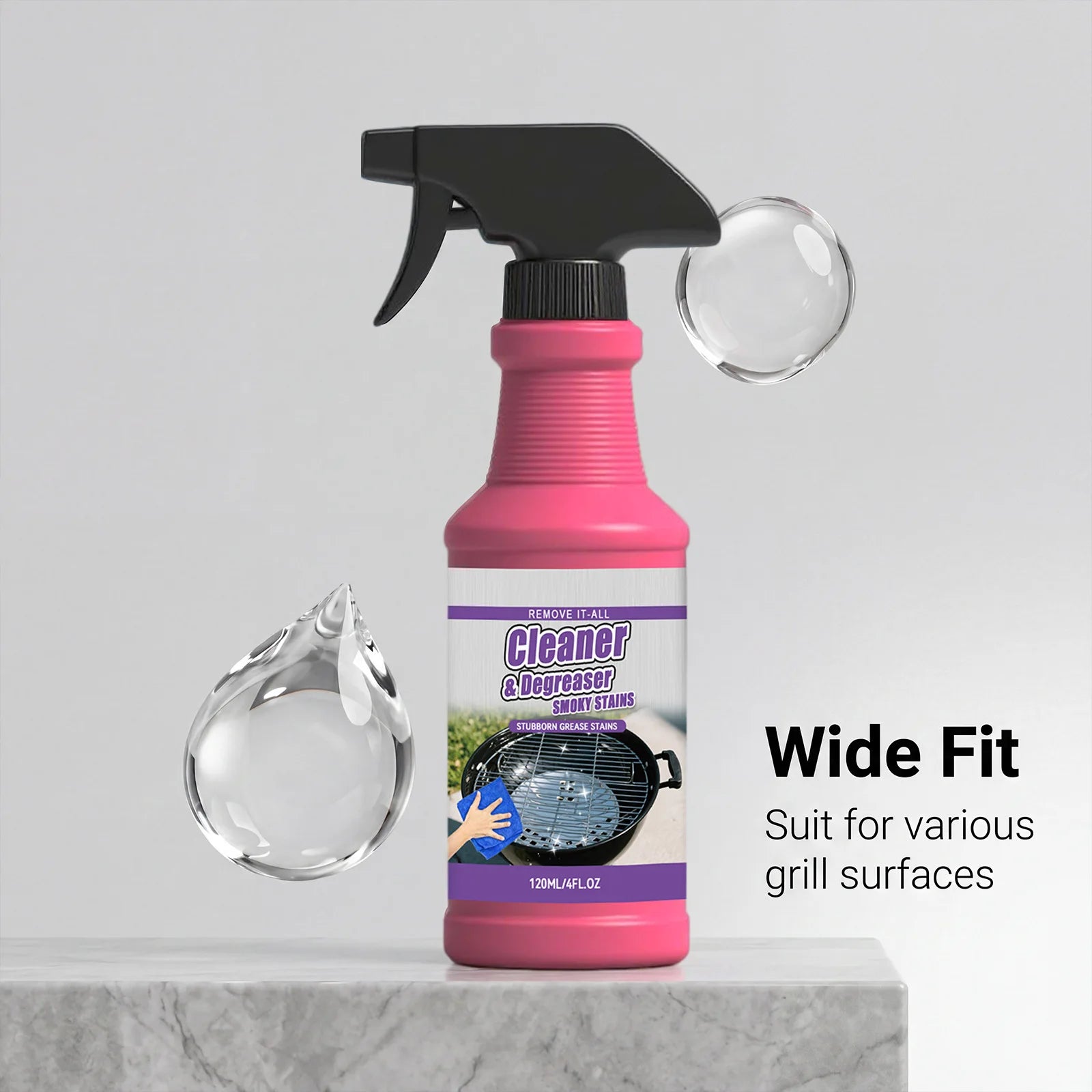 Heavy Duty Grill Cleaner Spray Strong Grease Remover BBQ Rack Pan Stain Deep Cleaner Dissolve Stubborn Oil Dirt Quick Cleaning Oasis Select