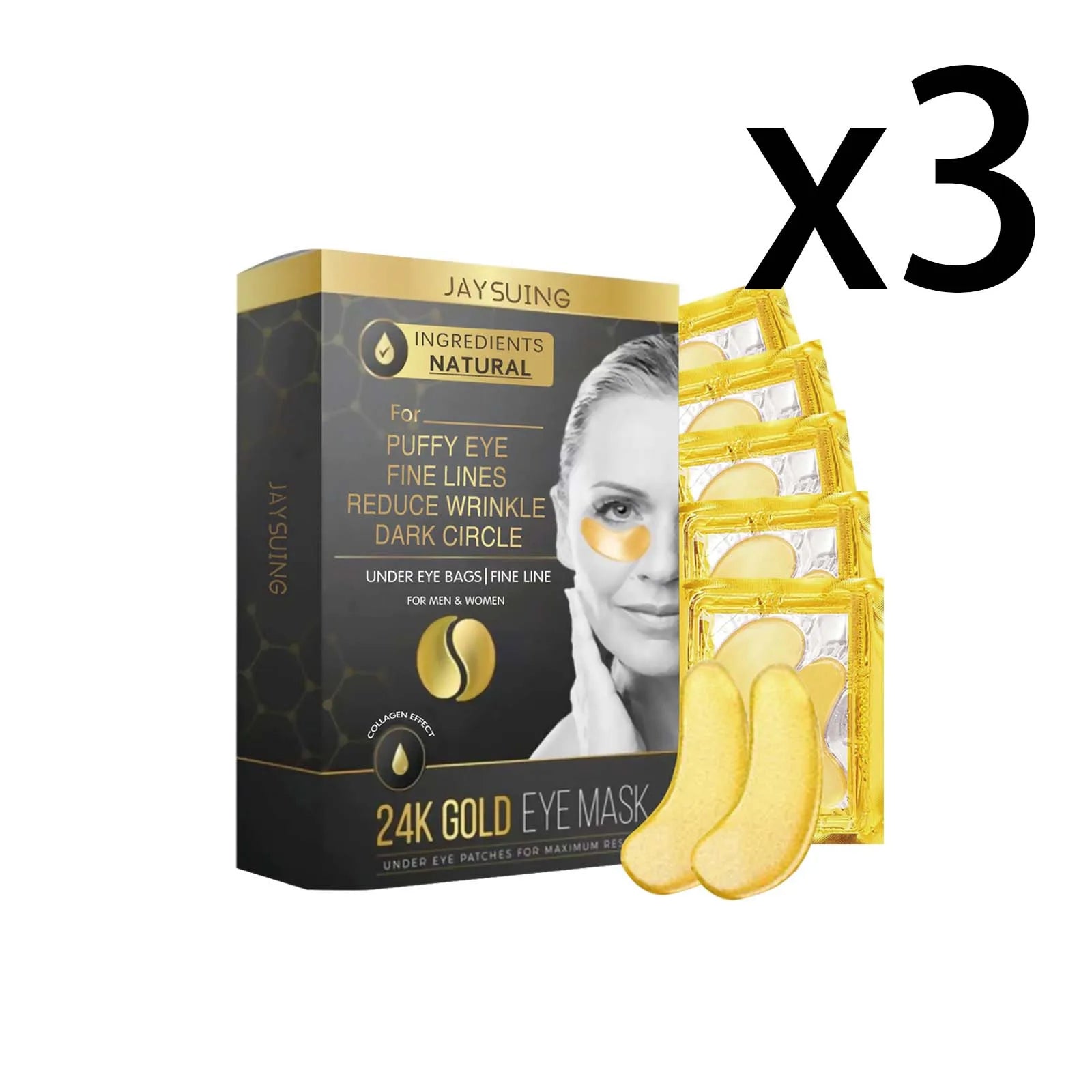 24k Golden Collagen Eye Mask Relieve Dull Skin Repair Barrier Improve Sebum Secretion Tone Moisturizing Brightening Eye Patches Oasis Select 3x5 Pairs 5 Pairs