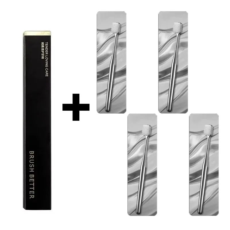 1/2/3/4pcs Advanced Luxury Adult Soft Bristle Manual Toothbrush Sensitive Gum Deep Cleaning Family Oral Care Travel Portable Oasis Select 4pcs Silver white