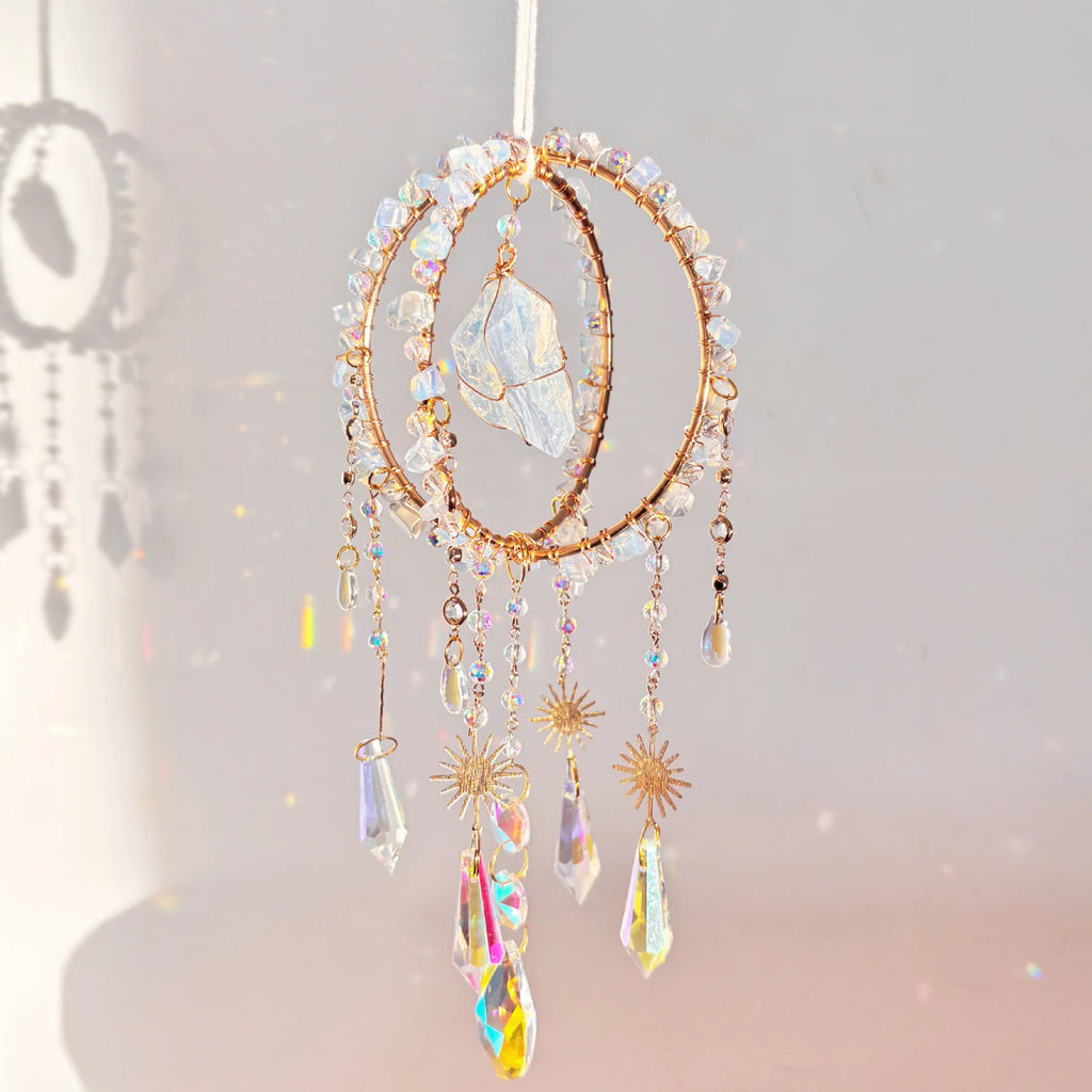 Natural Gravel Sun Catcher Raw Stone Winding Spherical Crafts Rainbow Hanging Gift Powder Crystal Wind Chimes Oasis Select G
