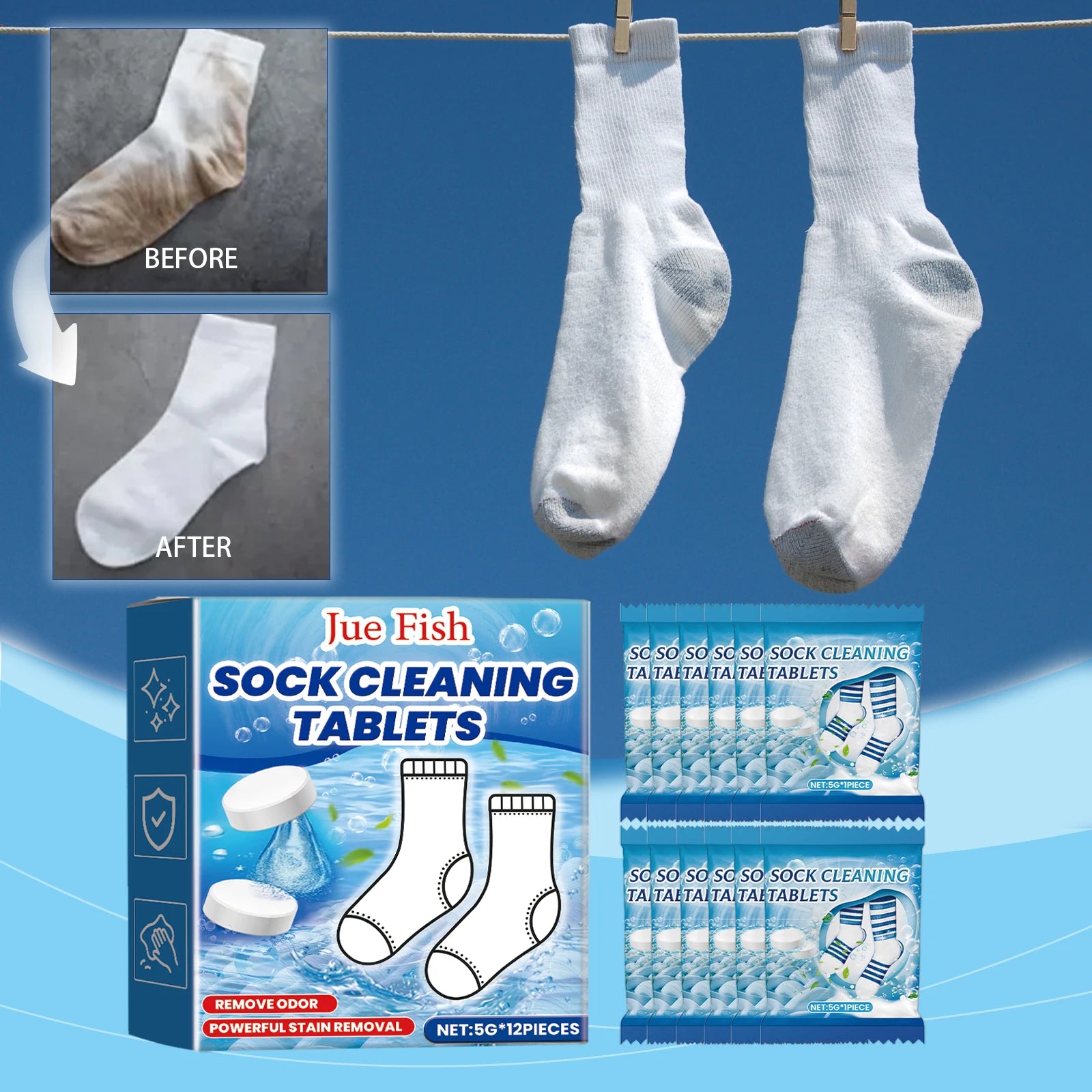 Jue Fish Sock Cleaning Effervescent Tablets Gently Clean Stubborn Stains And Stains Clean Fragrance White Sock Cleaning Tablets Oasis Select
