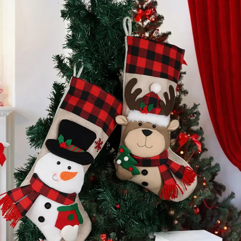 3D Plush Designs Christmas Stocking Charming Holiday Characters Spacious Capacity For Kids Christmas Stocking For Kids Oasis Select