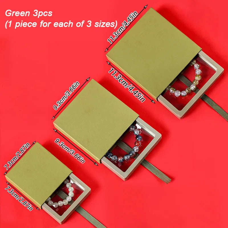 3-Piece Set, 3 Sizes Transparent Floating Display Box, Plastic Film Jewelry Storage Box, Jewelry Packaging Box/Gift Box Oasis Select Green 3pcs