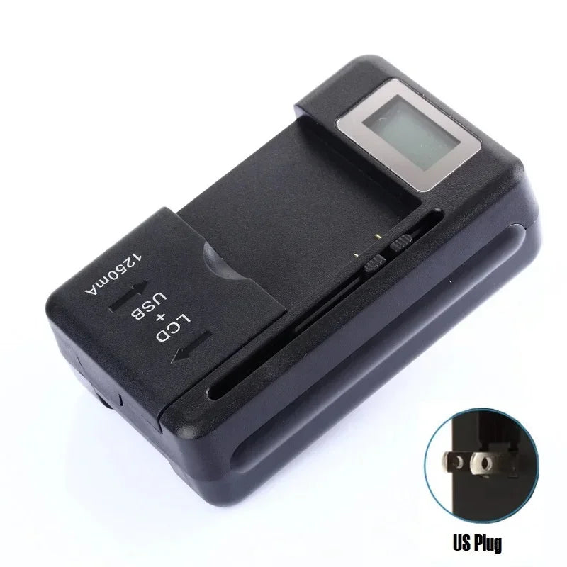 Universal LCD Battery Charger with USB Port, 32-55mm Adjustable, For Cell Phone & Camera Batteries, US/UK/EU Plug Oasis Select US TYPE
