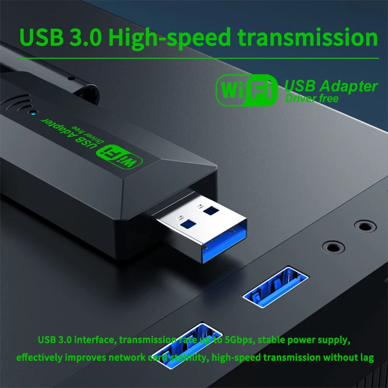 VAORLO 1200Mbps WiFi USB Adapter WiFi5 Dual Band 2.4G+5.8Ghz 4 Antenna Dongle USB3.0 High-Speed Wireless Card Receiver PC/Laptop Oasis Select