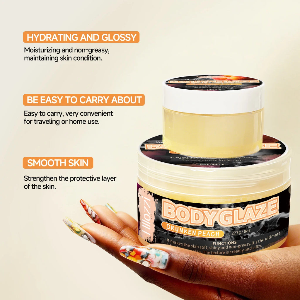 8oz 2oz Body Glaze Peach Moisturizes, Protects, and Repairs Skin Create a more even-looking skin tone Oasis Select