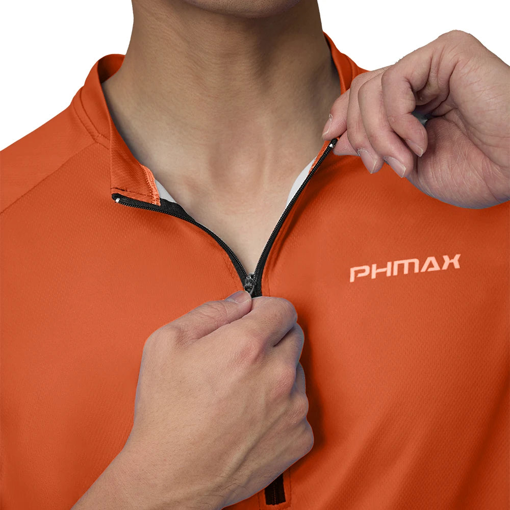 PHMAX Summer Men Cycling Jersey Breathable Quick Drying Short Sleeve Night Reflective Cycling Shirt Sports Loose Casual Clothes Oasis Select