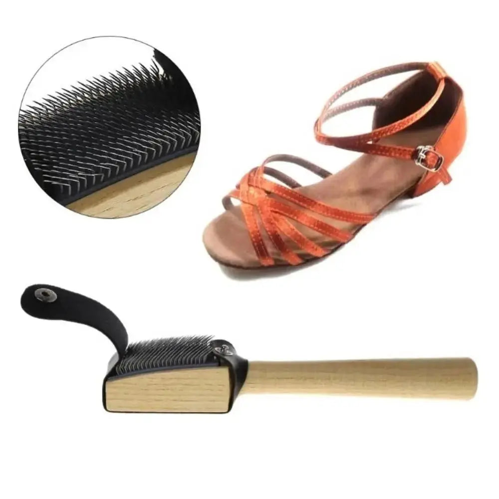 Wooden Suede Sole Wire Shoe Brush With Protector Cover Stainless Steel Brush Head Dance Shoes Cleaning Brush Durable Practical Oasis Select